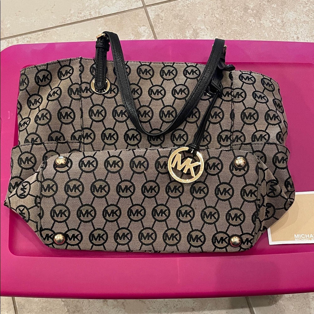 Michael Kors Black and Gray Tote Bag